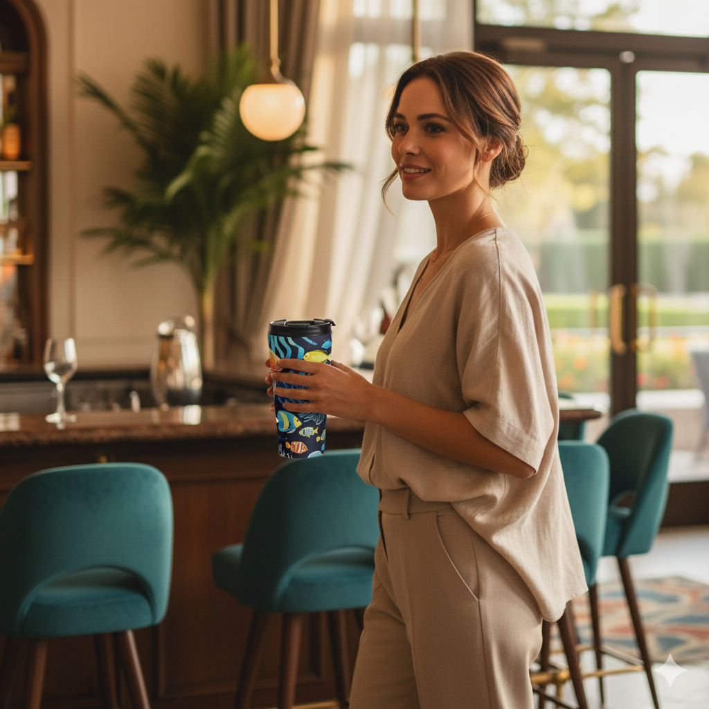 Ocean Jellyfish Travel Mug — Colorful Underwater Stainless Steel Tumbler