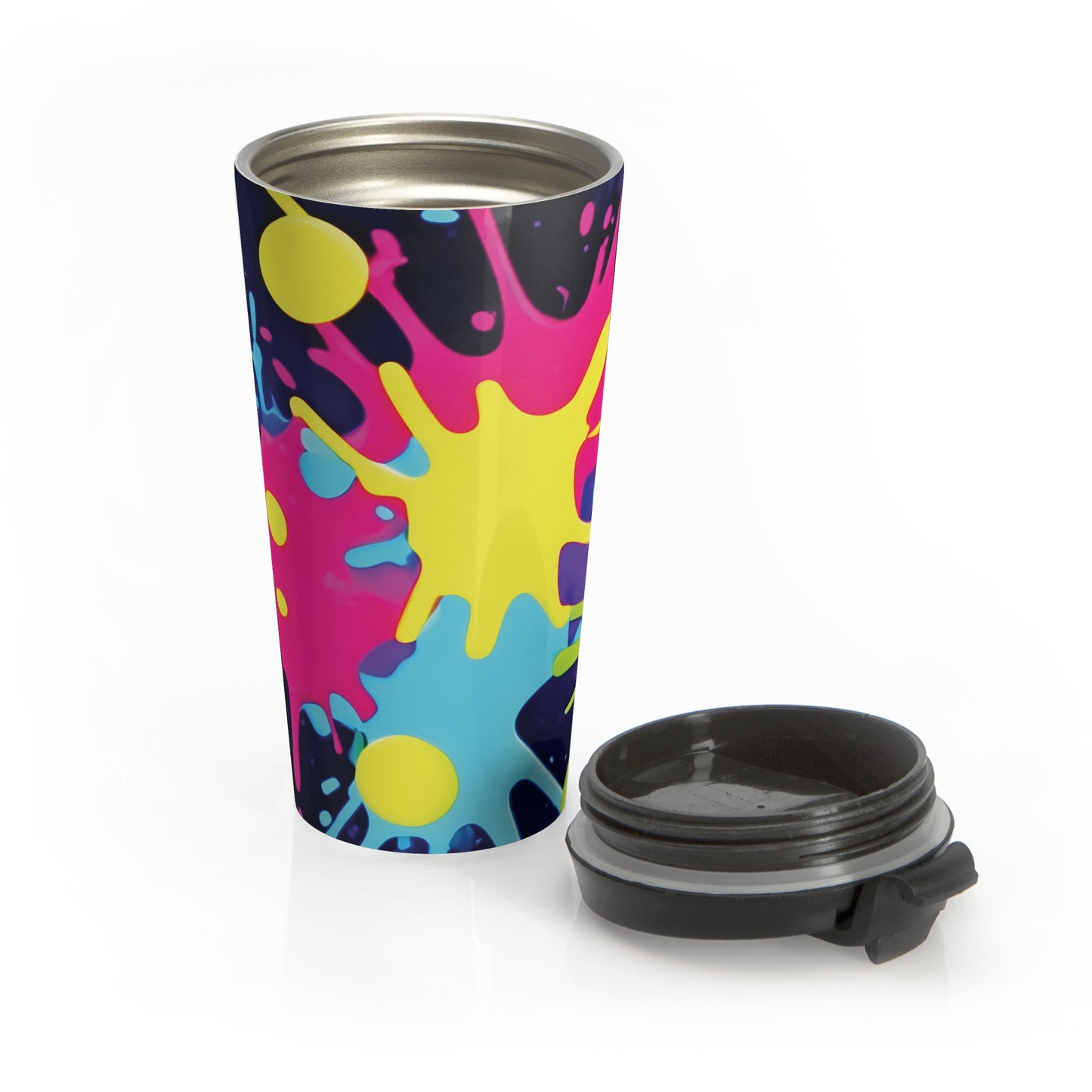 Neon Paint Splatters Stainless Steel Travel Mug | Colorful Splash