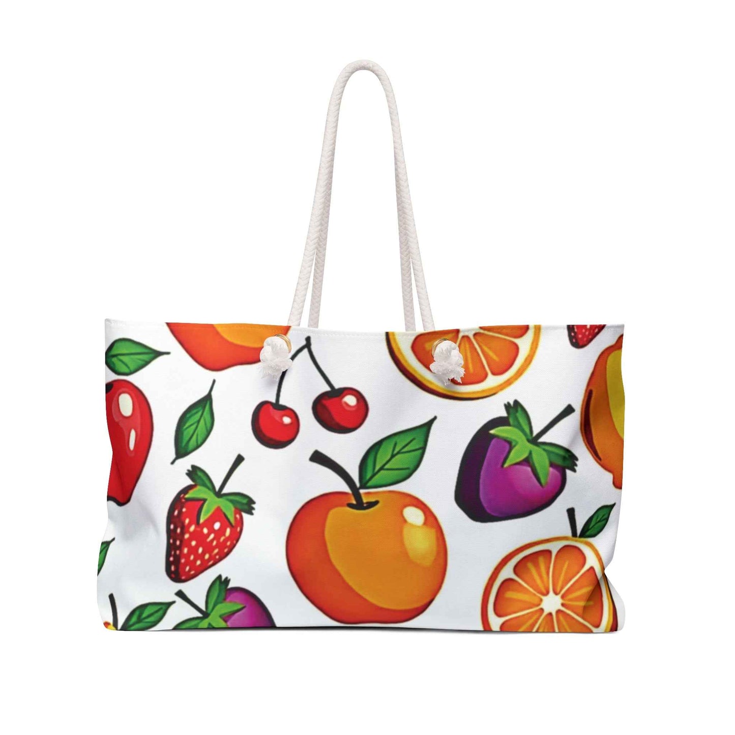 Colorful Fruit Pattern Weekender Bag| Citrus Cherry Strawberry Tote| Beach tote bag| Large Tote| mom tote| Gift for mom