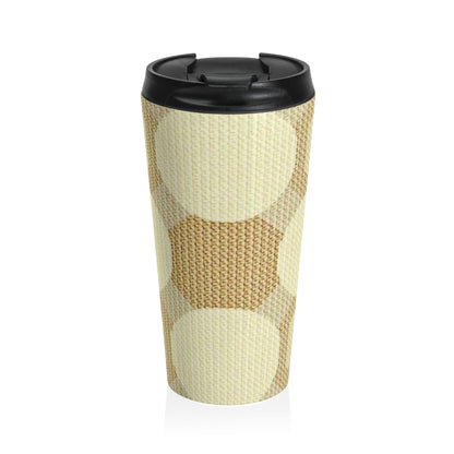 Cream & Beige Retro Polka Dot Stainless Steel Travel Mug