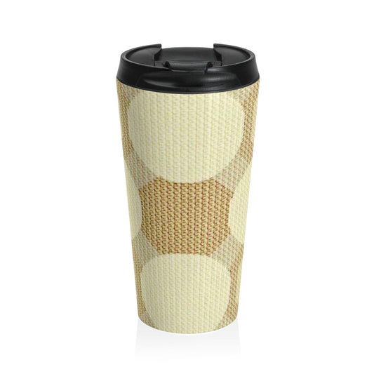 Cream & Beige Retro Polka Dot Stainless Steel Travel Mug