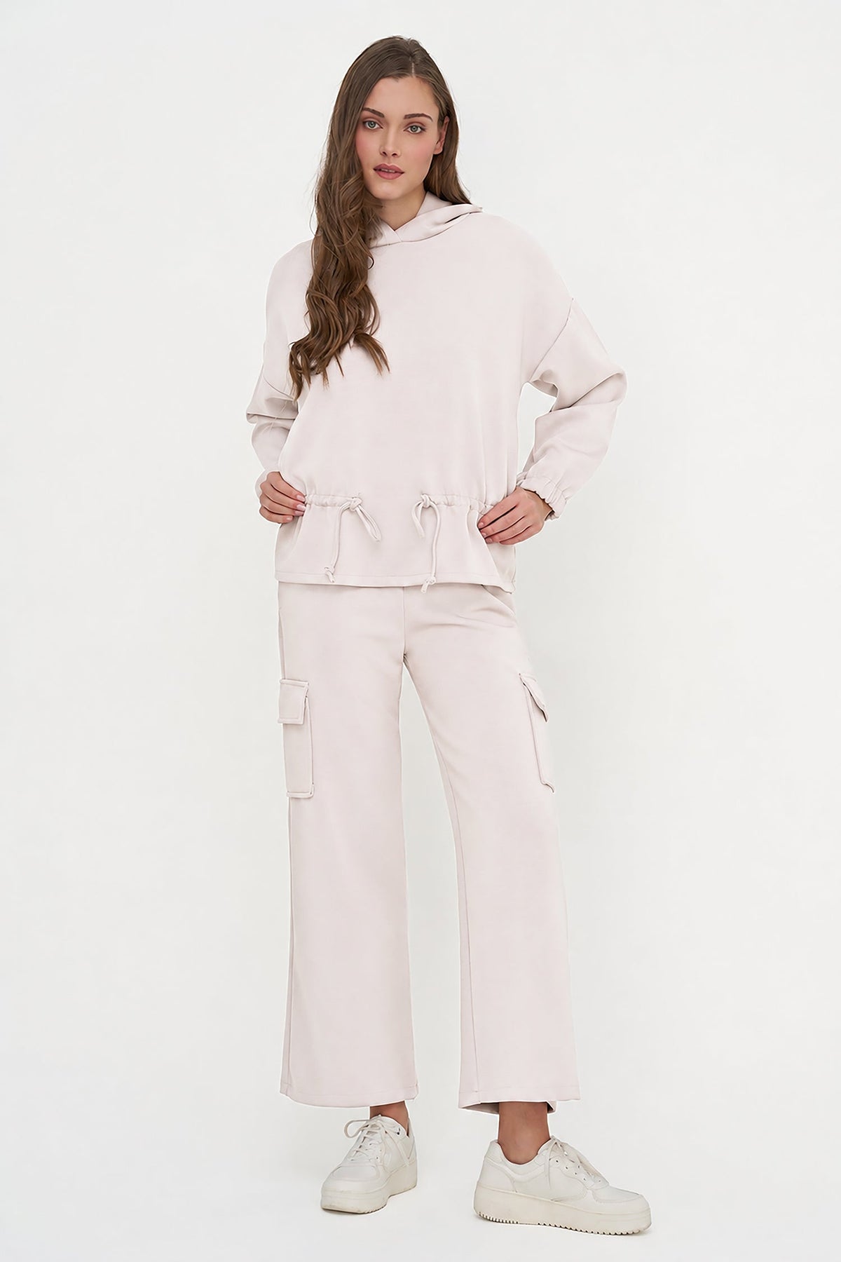 Women's Knit Hooded Sweatshirt, Long Sleeves & Adjustable Waist