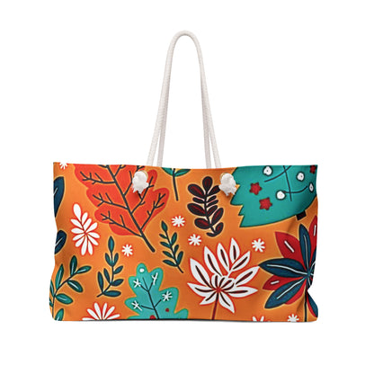 Autumn Leaves Weekender Bag | Orange Floral Travel Tote | Mom Carryon