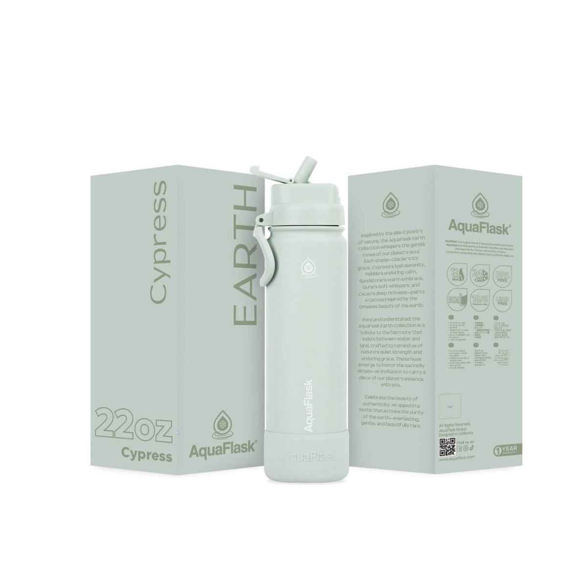 AquaFlask Earth Collection 22oz Stainless Steel Water Bottle – Insulated, Hot 12hrs Cold 24hrs