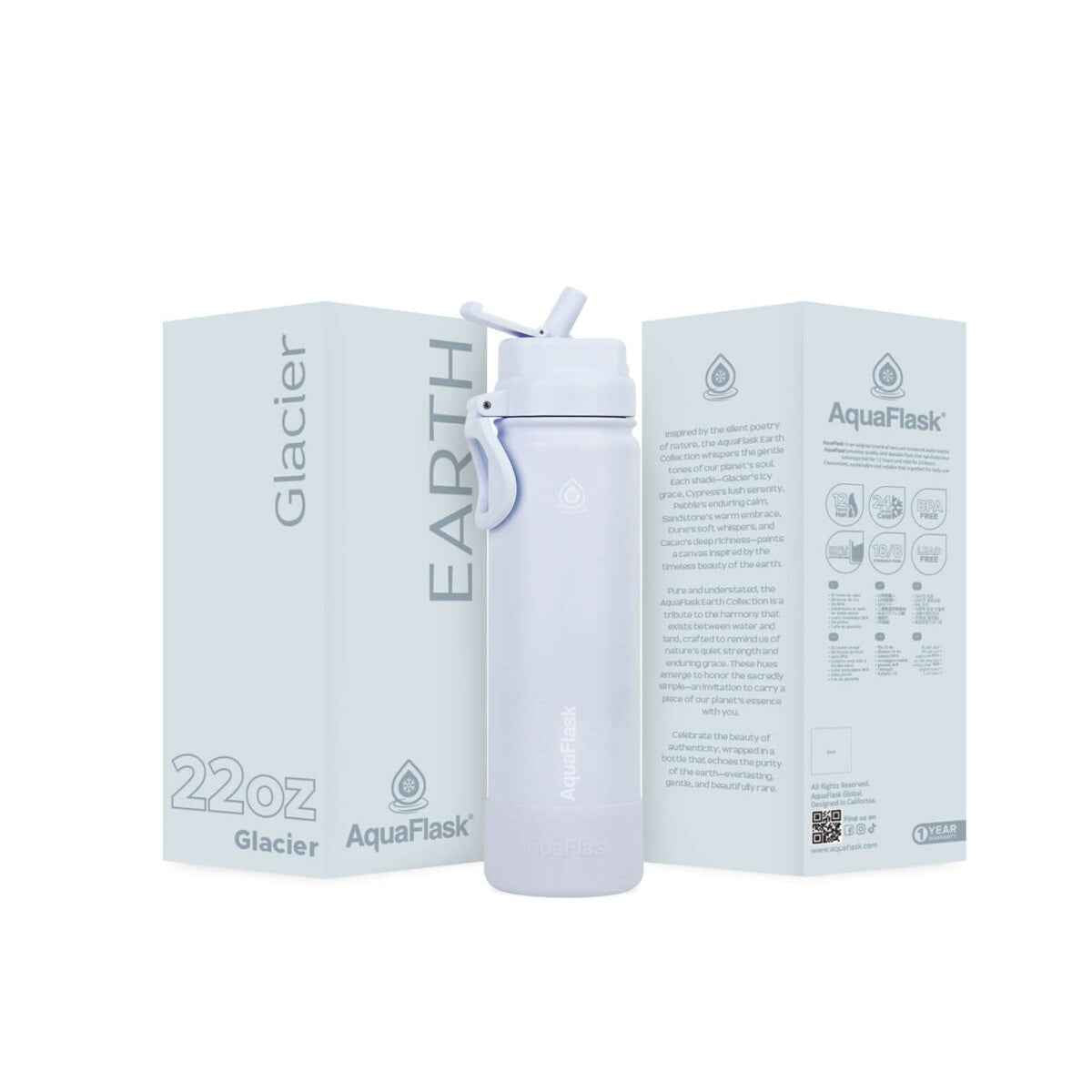 AquaFlask Earth Collection 22oz Stainless Steel Water Bottle – Insulated, Hot 12hrs Cold 24hrs