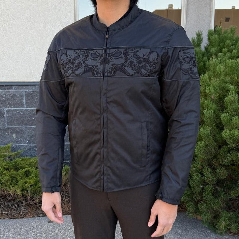 Open Road Men's Reflective Skull Cordura Motorcycle Jacket