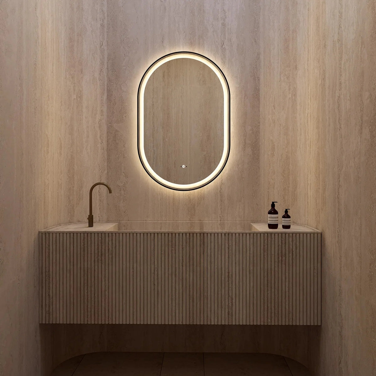 24" x 36" LED Mirror with Black Frame, Anti-Fog, CRI 90+ & Seamless Lighting