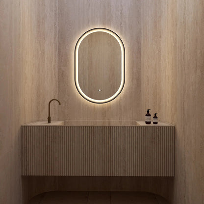 24" x 36" LED Mirror with Black Frame, Anti-Fog, CRI 90+ & Seamless Lighting