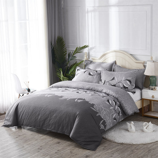 3-Piece Embroidered Printed Bedding Set – Polyester Duvet Cover & Pillowcase Set