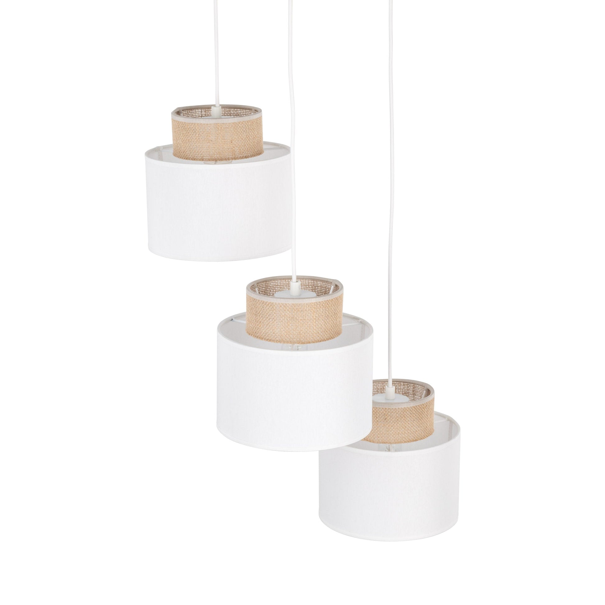 DUO White Jute Natural Pendant Light 3 - AURABAGS SHOP