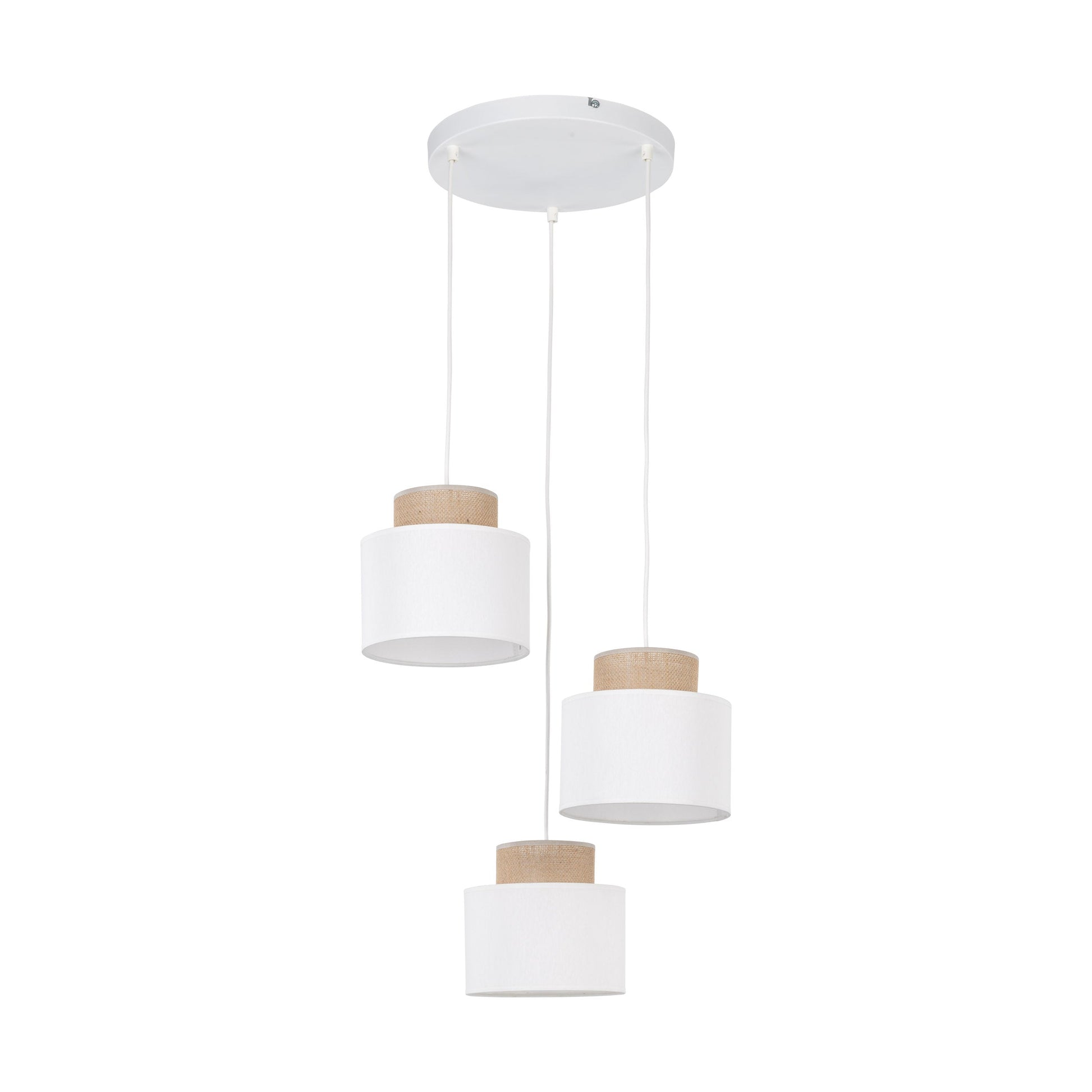 DUO White Jute Natural Pendant Light 3 - AURABAGS SHOP
