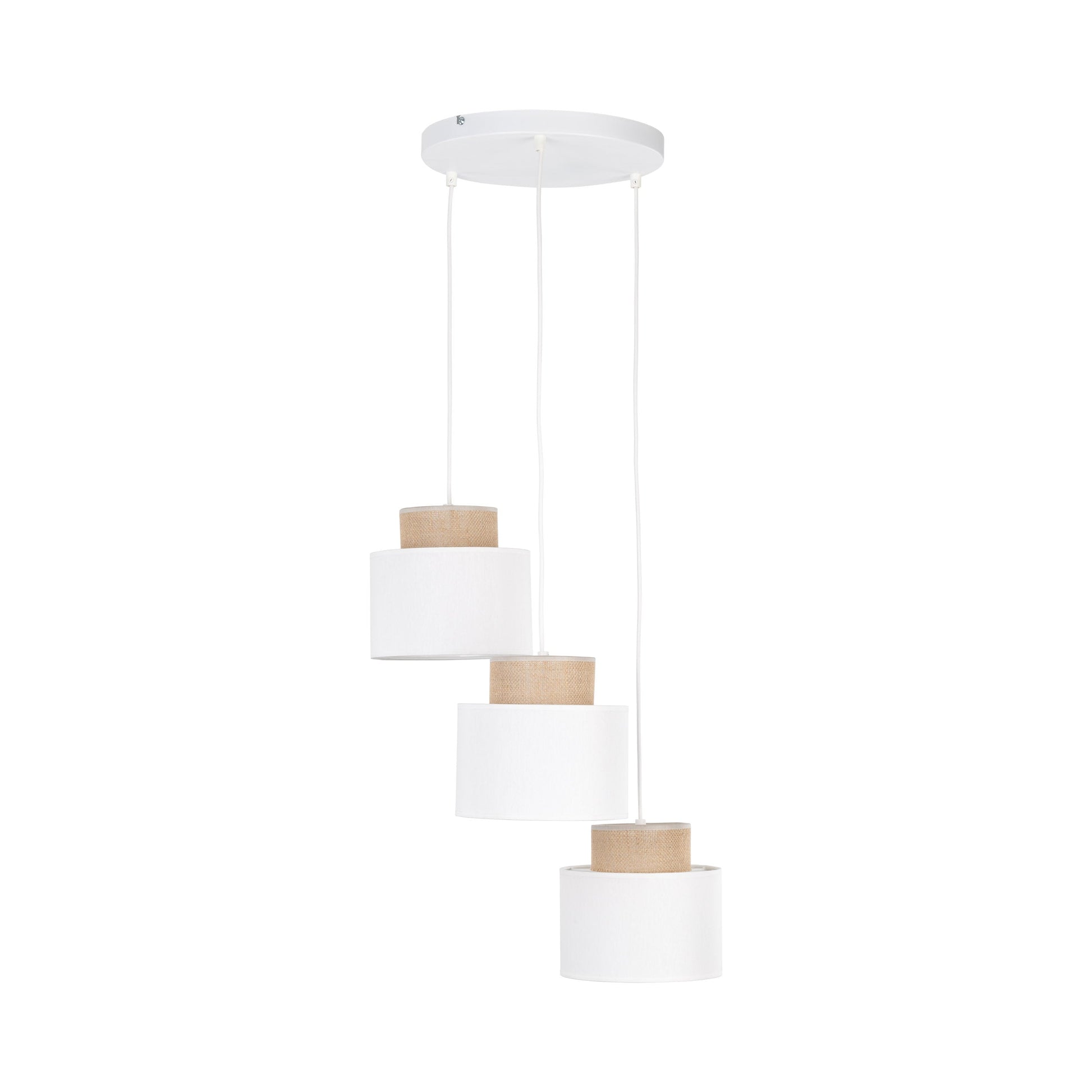 DUO White Jute Natural Pendant Light 3 - AURABAGS SHOP