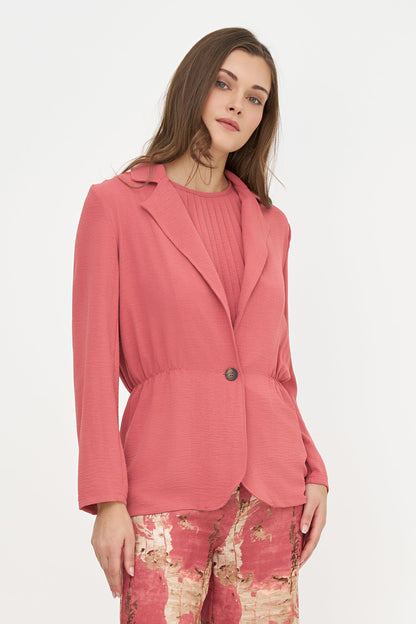 Women's Woven Blazer, with Long Sleeves & Ruched Detail At The Waist