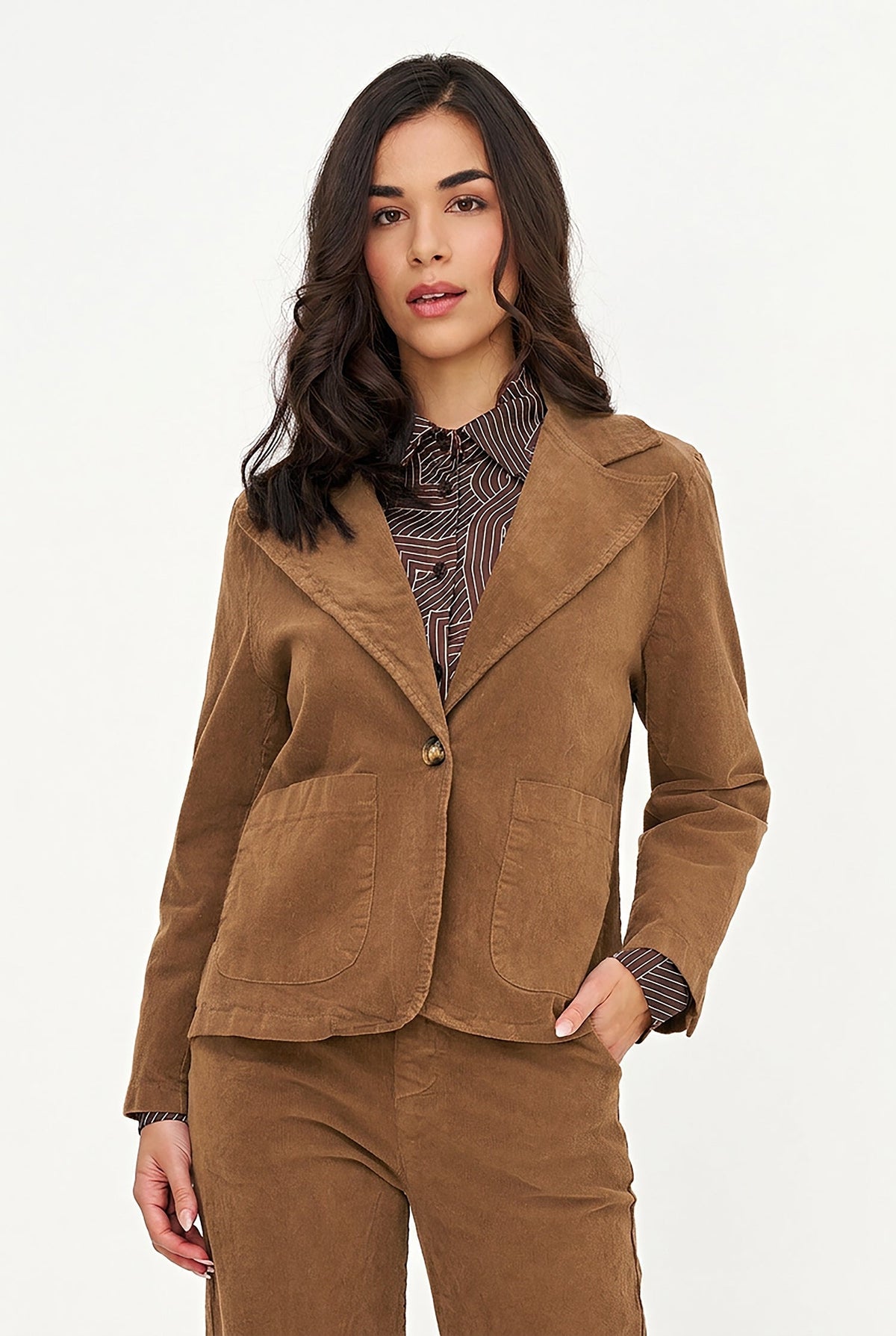 Women's Corduroy Blazer, Long Sleeves, Patch Pockets & Elbow Patches