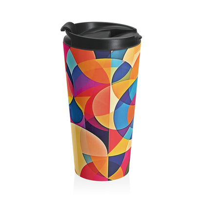 Colorful Geometric Stainless Steel Travel Mug — Modern Abstract Art Design