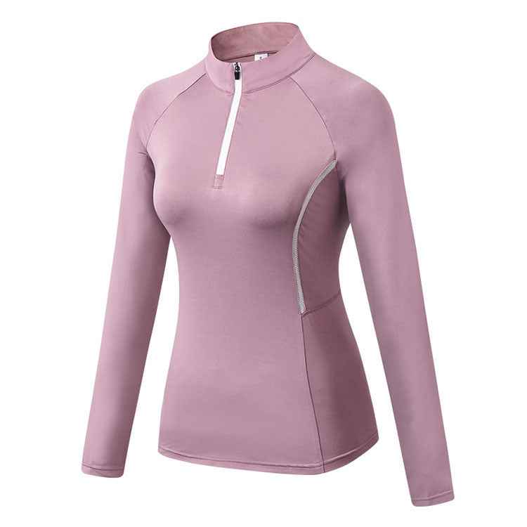 Women's Yoga Stand Collar Sweater – Long Sleeve Fitness Training Top