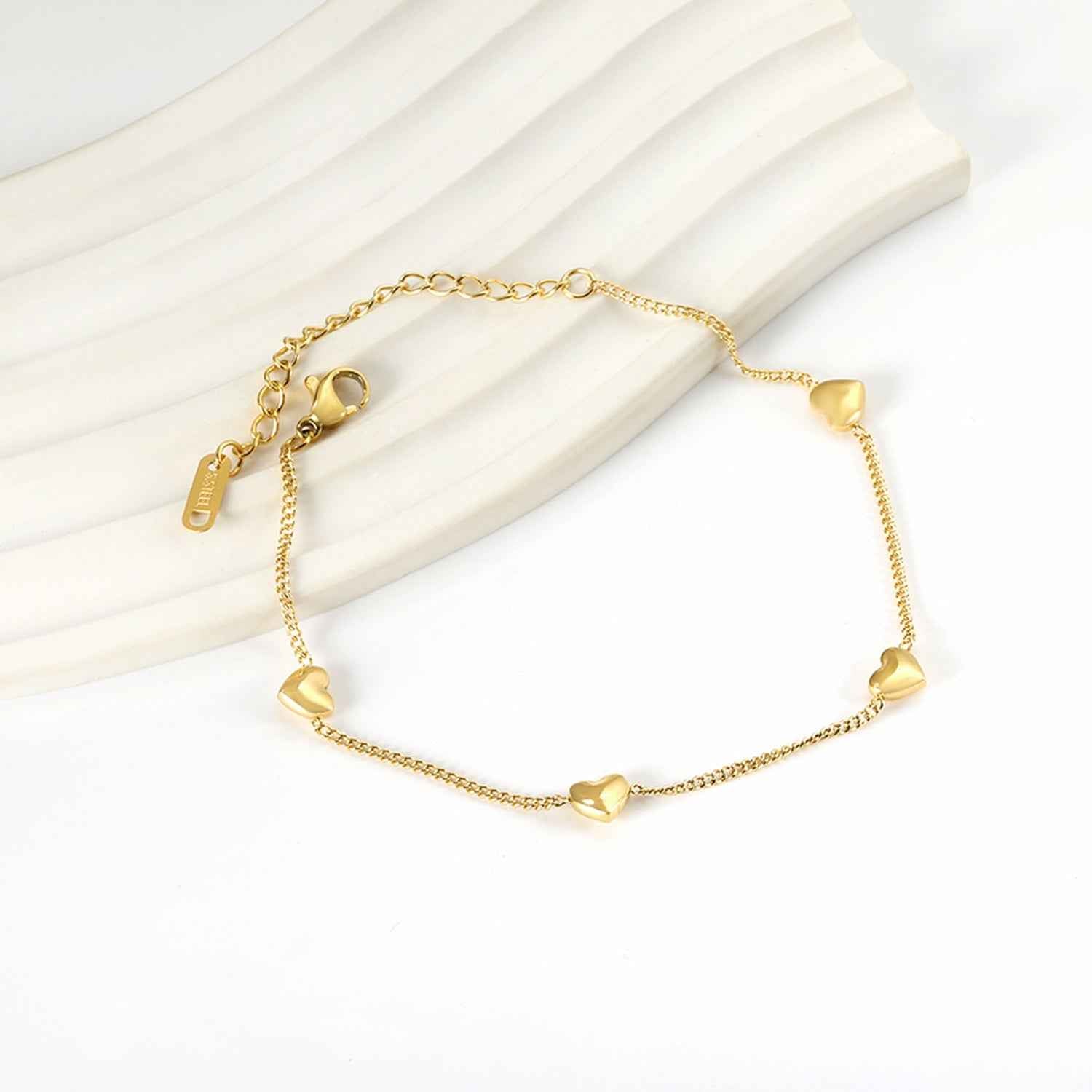 Peach Heart Charm Bracelet