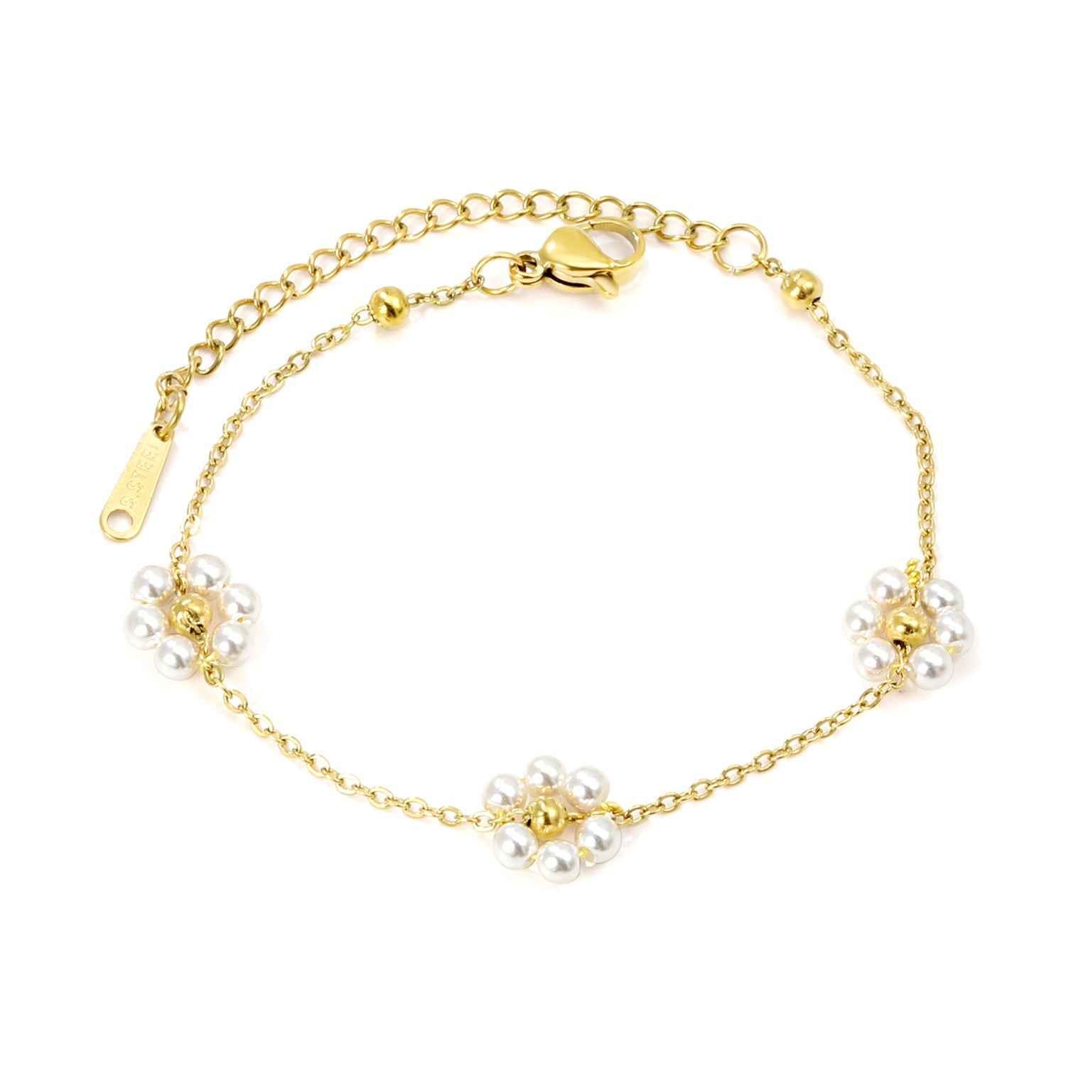 White Pearls Flower Bracelet