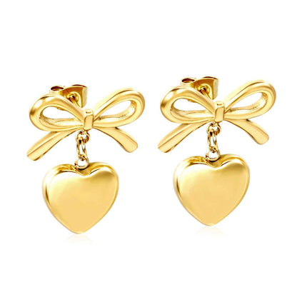 Bow & Heart Charm Studs