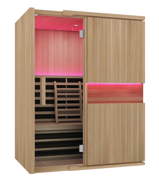 Blisspod | Milano | Canadian Hemlock Wood | Ultra Low EMF | 6 Far Infrared & 1 Red Glass Heater | Chromotherapy | Full Spectrum Sauna | Upto 3 Person