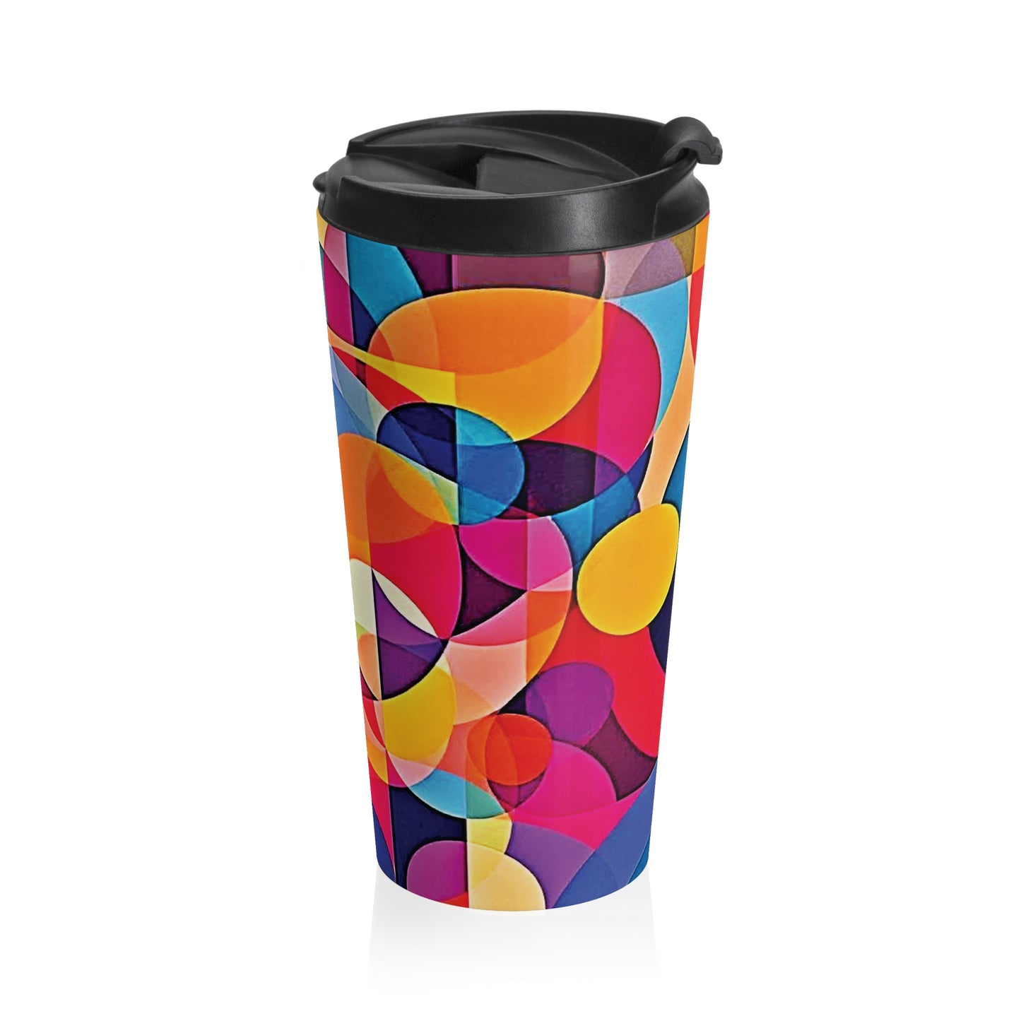 Colorful Geometric Stainless Steel Travel Mug — Modern Abstract Art Design