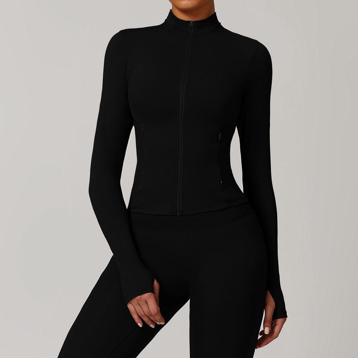 Women’s Long-Sleeve Zip-Up Yoga Jacket – Quick-Dry Sports & Workout Top