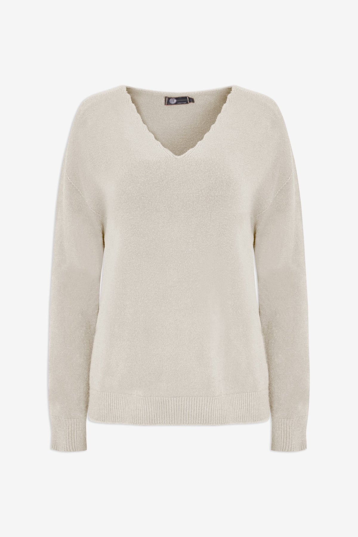 Women's Scalloped V-Neck Tunic Sweater