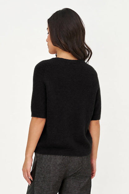 Women's Soft Brushed-Knit Crew-Neck Sweater with Elbow-Length Sleeves