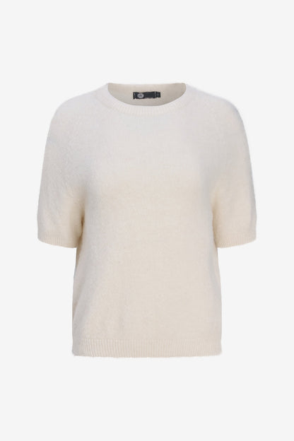 Women's Soft Brushed-Knit Crew-Neck Sweater with Elbow-Length Sleeves