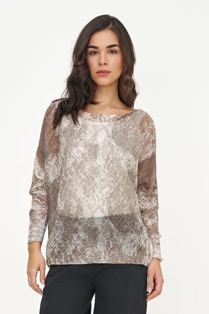 Women's Printed Boat-Neck Sweater