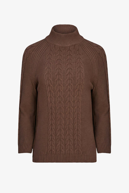 Women's Cable-Knit Mock-Neck Sweater with Long Raglan Sleeves