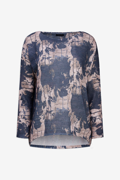 Women's Printed Knit Boat-Neck Sweater
