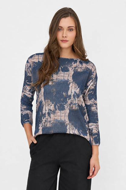 Women's Printed Knit Boat-Neck Sweater