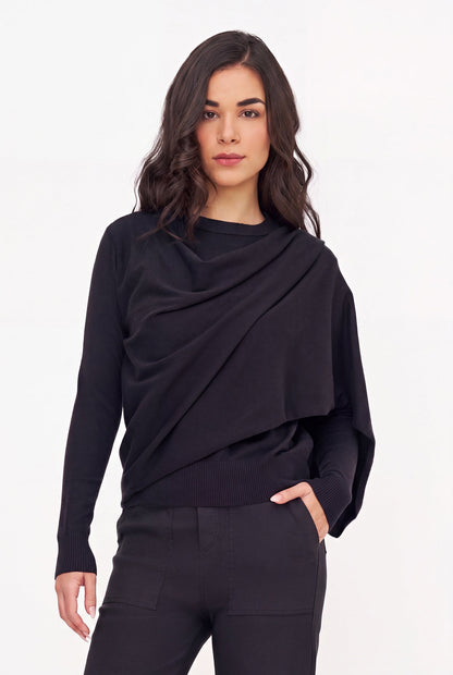 Women's Fine Knit Sweater/Scarf Combo, with a Crew-Neckline, Long Sleeves & an Attached Scarf Detail
