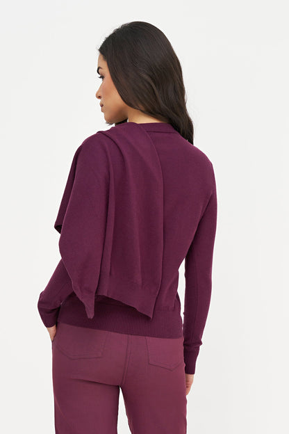 Women's Fine Knit Sweater/Scarf Combo, with a Crew-Neckline, Long Sleeves & an Attached Scarf Detail
