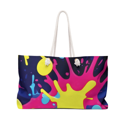 Neon Paint Splatter Weekender Bag | Colorful Travel Tote | Busy Mom Carryon