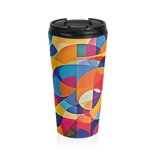 Colorful Geometric Stainless Steel Travel Mug — Modern Abstract Art Design