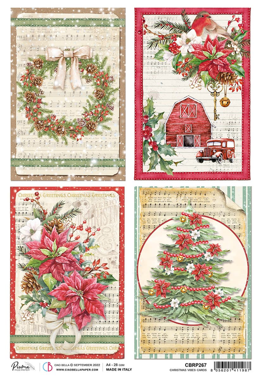 Rice Paper A4 Piuma Christmas Vibes Cards