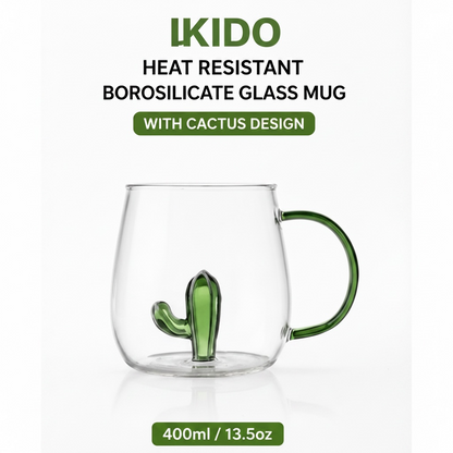 Cactus Borosilicate Glass Mug 13.5 oz - 1Piece