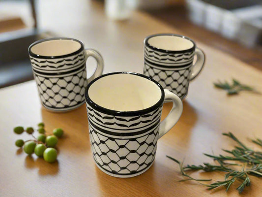 Handmade Ceramic Kuffiyeh Coffee & Tea Mug Kuffiyeh Pattern