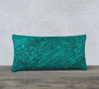 Throw Pillow Cover | 24 x 12 | Etched in Turquoise