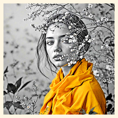Yellow Scarf Portrait Digital Art