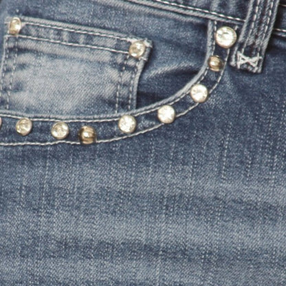 Platinum Plush Women's Rhinestone Skull & Bones Bootcut Jeans