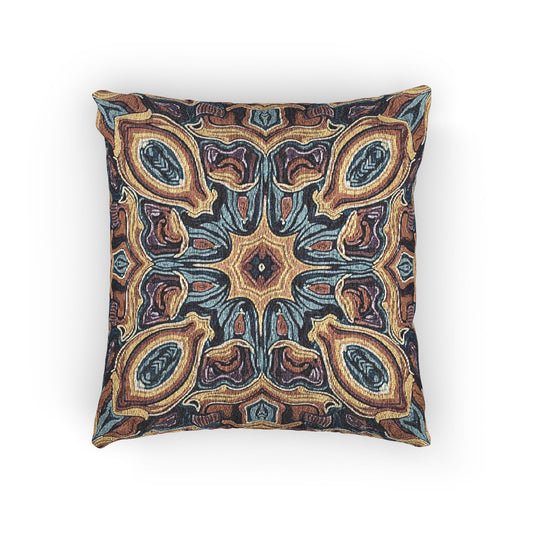 Bohemian Woven Pillow – Mosaic Medallion Decorative Throw Cushion