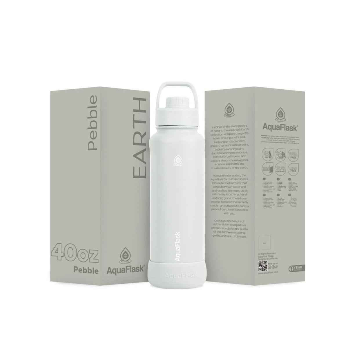AquaFlask Earth Collection 40oz Insulated Stainless Steel Water Bottle – Hot & Cold, Leak-Proof, Reusable