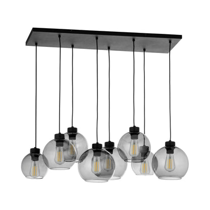 CUBUS Graphite Glass Scandinavian Pendant Light Fixture for Kitchen Island, Dining Room & Living Room (8-Light) - AURABAGS SHOP