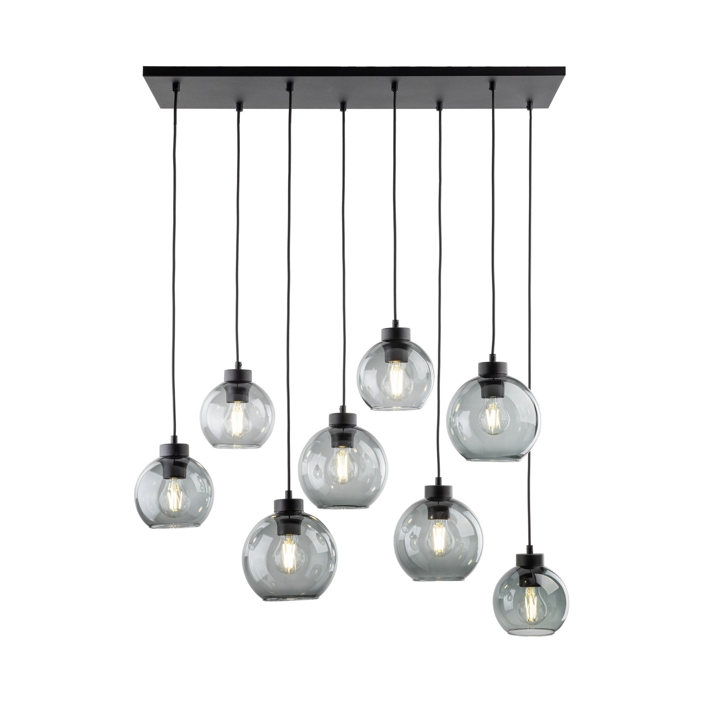 CUBUS Graphite Glass Scandinavian Pendant Light Fixture for Kitchen Island, Dining Room & Living Room (8-Light) - AURABAGS SHOP