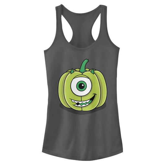 Disney Women's Pixar Monsters Mike Green Pumpkin Halloween Juniors Racerback Tank, Charcoal, XX-Large