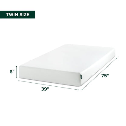 Zinus Twin Mattress - 6 Inch Green Tea Infused Memory Foam Mattress, Mattress in a Box, CertiPUR-US Certified Foam with Pressure Relief, 10-Year Warranty, Twin Size 🍁 All In One Marketplace Canada