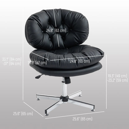 Black Armless Office Chair – Wide Padded Computer Desk Chair with Adjustable Height (United States & Canada Delivery Only)
